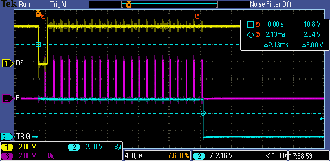 Mega - Optimal - 8 Bit mode Set Cursor write 20 characters