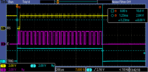 Optimal - 4 Bit mode Set Cursor write 20 characters