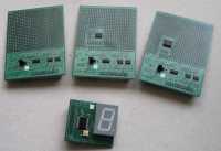 Left to Right - Basic Breakout, 16 bit I2C, 8 Bit I2C, Bottom -7 Seg LED and Switch